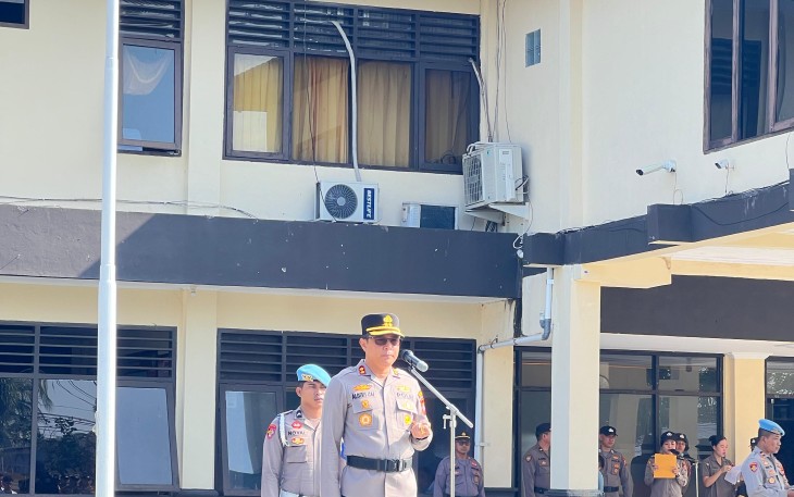 Kapolres Bitung AKBP Albert Zai saat memimpin pelantikan Pamapta Polres Bitung