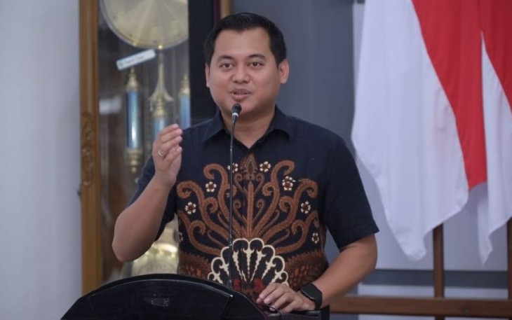 Bela Putra Perdana, CEO Rumah Tempe Indonesia, saat hadir sebagai narasumber dalam acara Lead Fest Karanganyar 2025, di Ruang Anthurium Rumah Dinas Bupati Karanganyar, Jumat (19/10/2025).