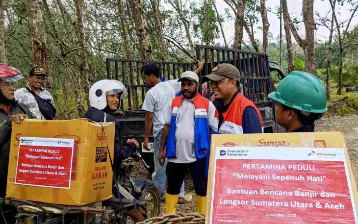 Motor angkut sawit bantu salurkan bantuan PGN di Aceh Tamiang 