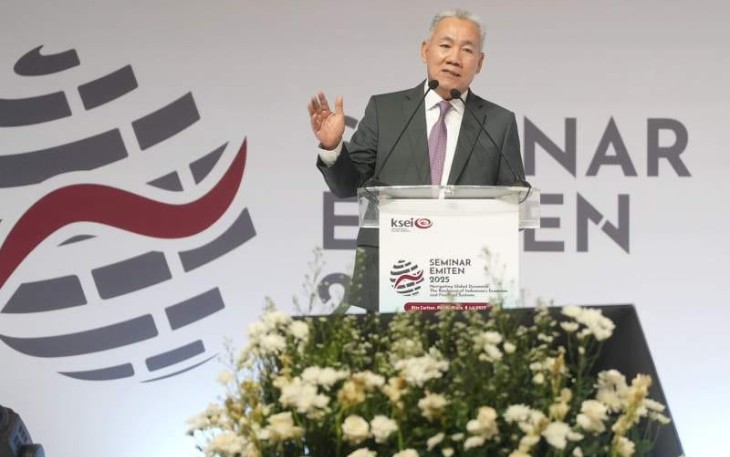 Direktur Utama PGN Arief S. Handoko dalam Seminar Emiten 2025 yang diselenggarakan oleh Kustodian Sentral Efek Indonesia (KSEI) di Jakarta (8/7).