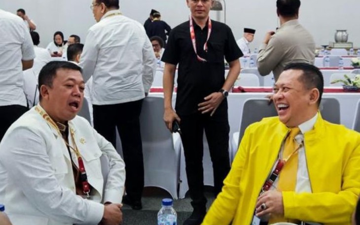 Menteri ATR/BPN Nusron Wahid bersama anggota Komisi III DPR RI Bambang Soesatyo 