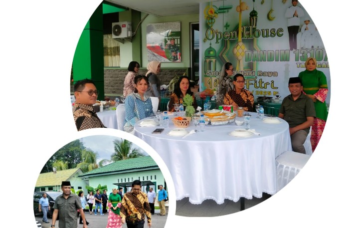Dandim 1310/Bitung, Letkol Czi Hanif Tupen, ST.,MIP saat menyambut dan menjamu Wali Kota Bitung Hengky Honandar di acara open house Kodim 1310/Bitung