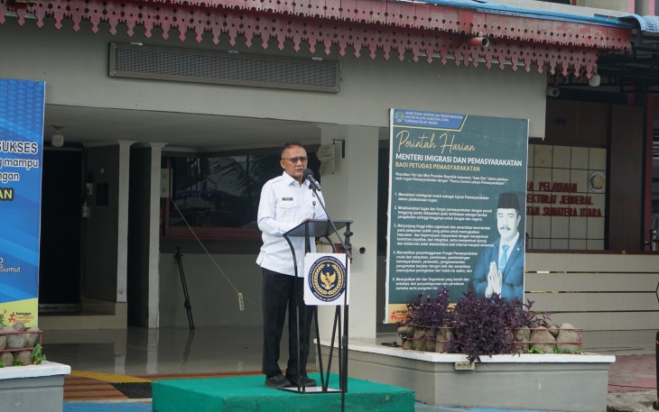 Kakanwil Ditjenpas Sumut Pimpin Apel Pagi Tegaskan Disiplin Fondasi Sebagai Bentuk Kinerja Unggul.