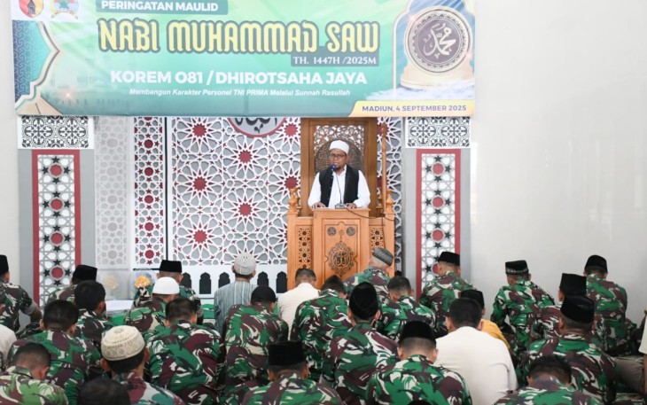 Lewat Maulid Nabi Muhammad SAW, Korem 081/DSJ Perkuat Moralitas Prajurit