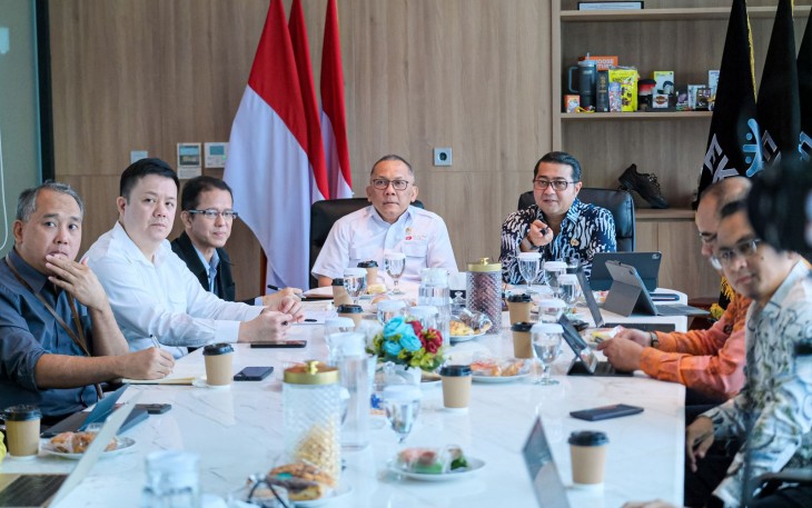 Menteri Ekonomi Kreatif, Teuku Riefky Harsya, menerima audiensi Kepala BRIN Laksana Tri Handoko dan jajarannya di Kantor Kementerian Ekraf, Jakarta, Selasa (09/09/2025)