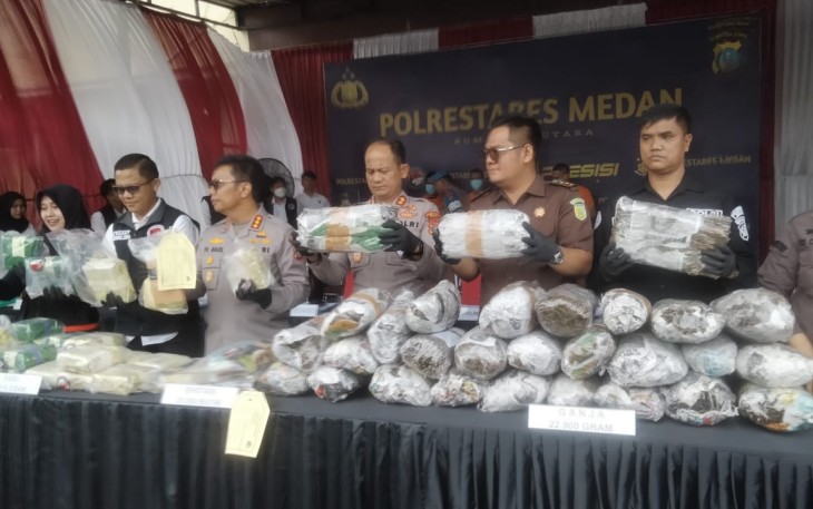 Polrestabes Medan Musnahkan Sabu 29 Kg, Ekstasi 19.800 Butir, dan Ganja 22 Kg