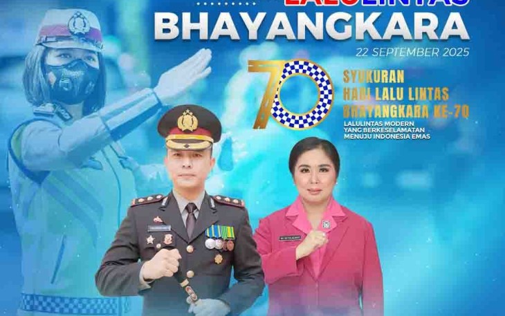 Kapolres Bitung, AKBP Albert Zai, SIK., MH, bersama staf dan Bhayangkari mengucapkan selamat Hari Lalu Lintas Bhayangkara ke-70