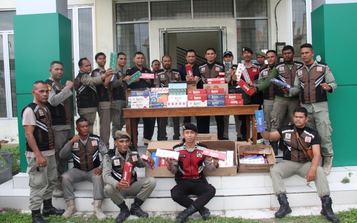 Bea Cukai Banda Aceh Bersama Satpol PP dan WH  Kabupaten Pidie Jaya Gelar Operasi Rokok Ilegal