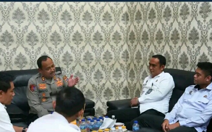 Kapolres Langkat AKBP David saat menerima audiensi Karutan Pangkalan Brandan 