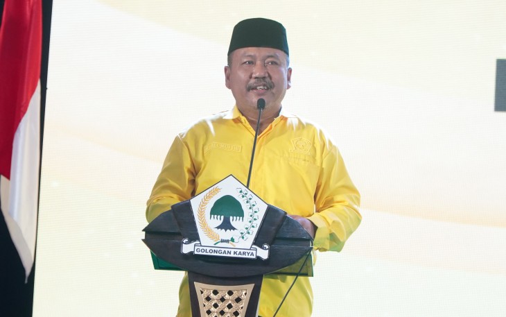 Ketua DPD Partai Golkar Jawa Timur Ali Mufthi saat membuka Musda XI Golkar Kabupaten Tuban, di Hotel Mustika, Tuban, Rabu (6/8).