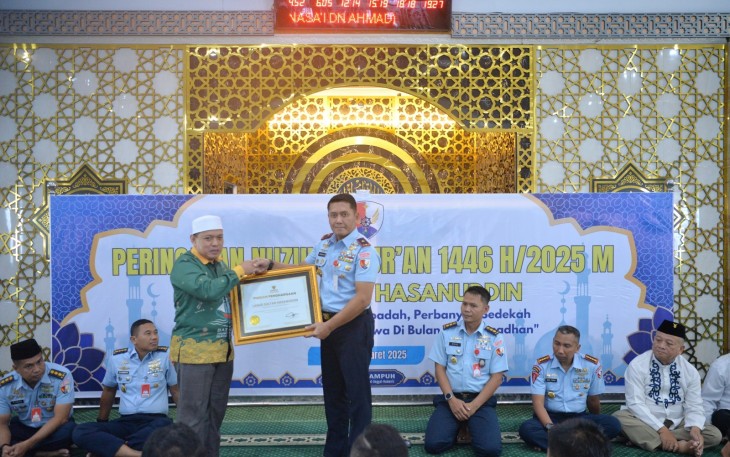 Peringatan Nuzulul Quran 1446 H/2025, bertempat di Masjid Nurussamawat Lanud Sultan Hasanuddin, Kamis (13/3/2025).