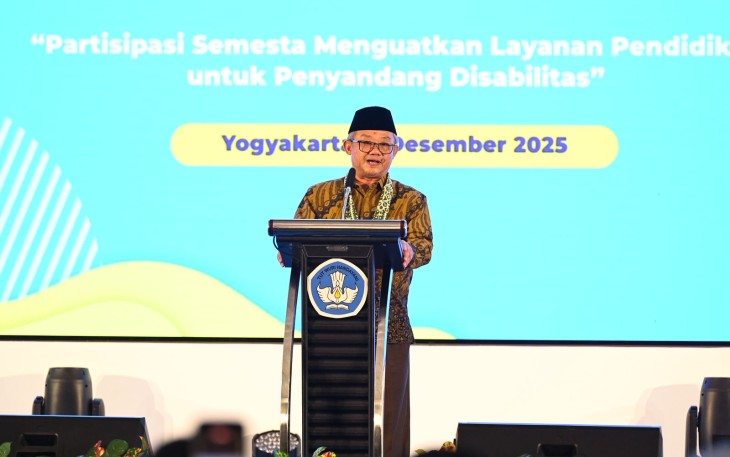 Mendikdasmen, Abdul Mu’ti Pada peringatan Hari Disabilitas Internasional (HDI) 2025 di Yogyakarta, Rabu (3/12).