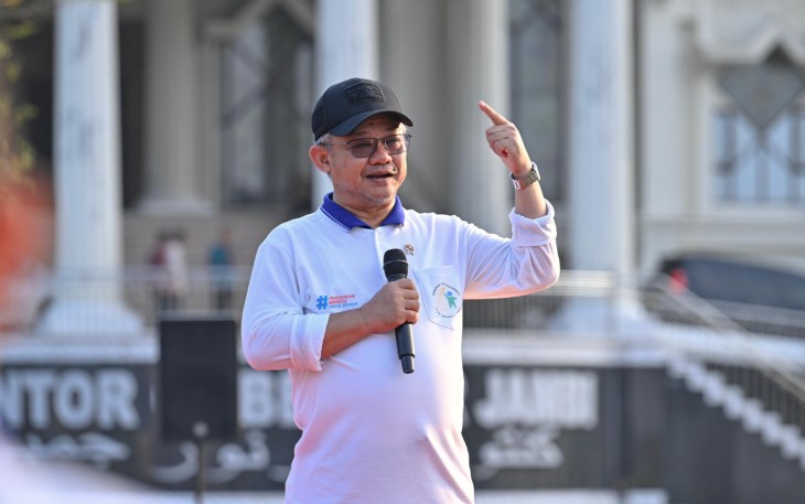 Mendikdasmen, Abdul Mu’ti, dalam kegiatan Pagi Ceria pada Kamis (24/7).