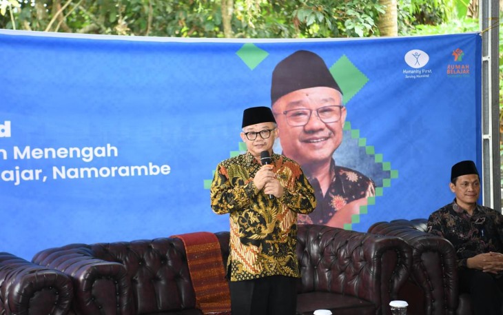 Mendikdasmen , Abdul Mu’ti, meresmikan Rumah Belajar Namorambe di Kecamatan Namorambe, Kabupaten Deli Serdang, Sumatera Utara pada hari Minggu (4/5).
