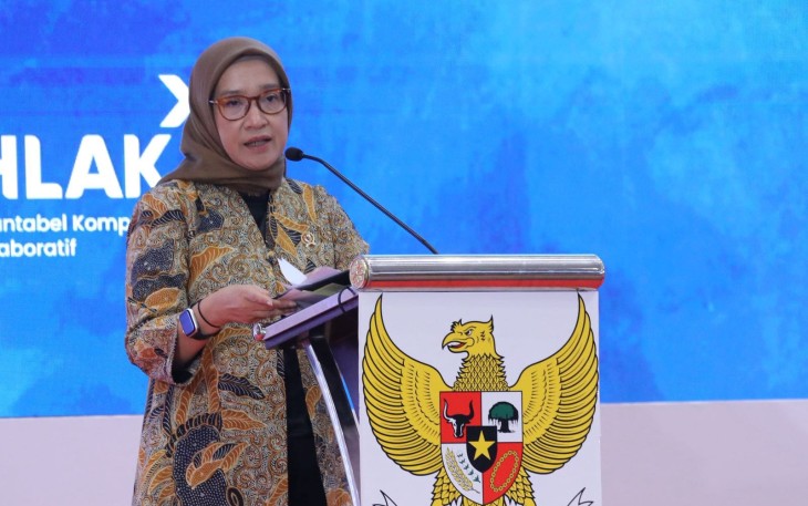 Menteri PANRB Rini Widyantini saat membuka Rapat Koordinasi Bidang Kelembagaan dan Tata Laksana Tahun 2025, di Semarang, Jawa Tengah, Rabu (29/10/2025).