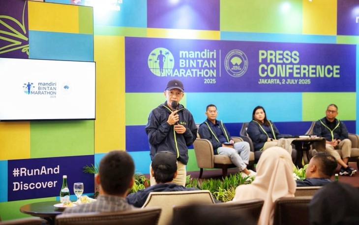 Kepala Dinas Pariwisata Provinsi Kepri, Hasan saat menghadiri Konferensi Pers Mandiri Bintan Marathon 2025, Rabu (2/7/2025) di Mandiri Club, JI. Mataram No.33 Jakarta Selatan.