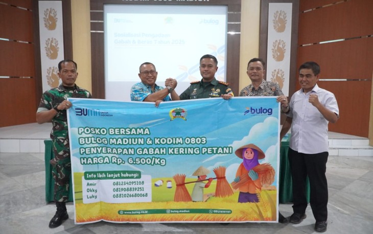  Komandan Kodim 0803/Madiun, Letkol Kav Widhi Bayu Sudibyo, berkolaborasi dengan Bulog menggelar sosialisasi terkait penyerapan gabah dan beras petani. Kegiatan yang berlangsung di Aula Makodim 0803/Madiun pada Kamis (20/02)