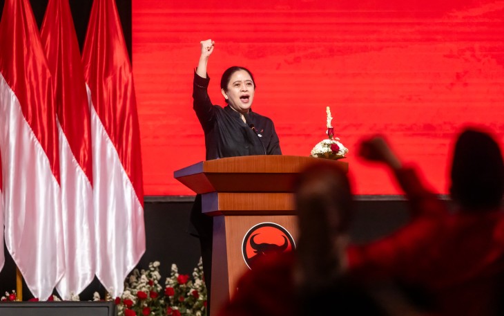 Ketua DPR RI sekaligus Ketua DPP PDI Perjuangan (PDIP), Puan Maharani dalam acara penutupan Bimtek PDIP yang digelar di Bali Beach Convention Center, Denpasar, Bali, Rabu (30/7/2025) malam.