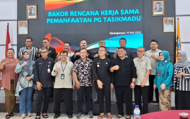 Rapat koordinasi rencana kerjasama pemanfaatan PG Tasikmadu, di Rumah Dinas Bupati Karanganyar, Kamis (1552025).