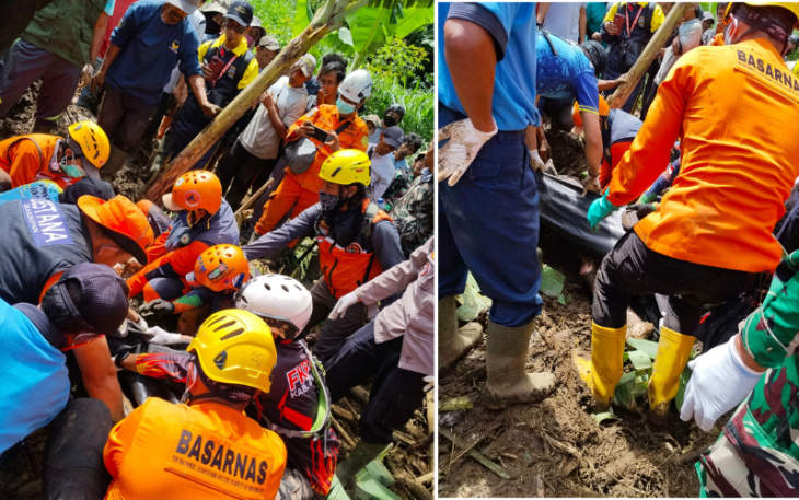 Tim gabungan menemukan dan mengevakuasi korban meninggal di Kabupaten Bandung Barat, Jawa Barat. Sumber: BPBD Kab Bandung Barat