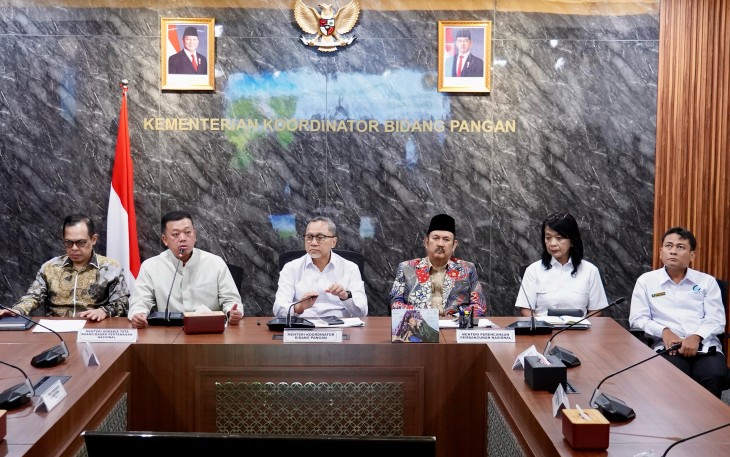 Menteri Agraria dan Tata Ruang/Kepala Badan Pertanahan Nasional (ATR/BPN), Nusron Wahid, mengikuti Rapat Koordinasi mengenai Pelaksanaan Perpres Nomor 59 Tahun 2019 tentang Pengendalian Alih Fungsi Lahan Sawah, di Kantor Kementerian Koordinator (Kemenko) Bidang Pangan pada Selasa (18/03/2025)