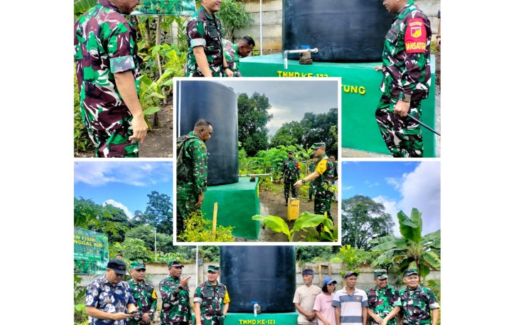 Tim Wasev saat meninjau manunggal air program TMMD Kodim 1310/Bitung di kelurahan Girian Permai