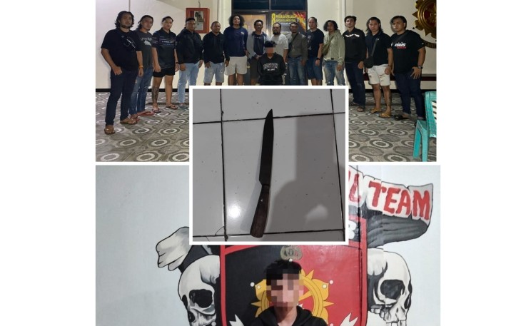 Tim Resmob Polres Bitung yang berkontribusi dengan tim Tarsius Presisi Polres Bitung saat mengamankan pelaku pembunuhan bersama barang bukti
