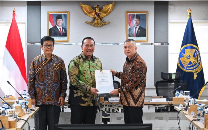 Menteri Perhubungan Dudy Purwagandhi pada Entry Meeting Pemeriksaan Laporan Keuangan Kemenhub 2024, di Kantor Pusat Kementerian Perhubungan, Jakarta, Senin (3/2)