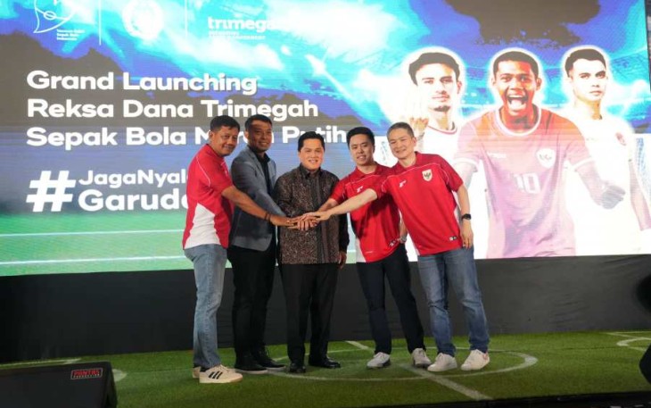 Ketum PSSI Erick Thohir saat launching Reksa Dana Sepak Bola di Jakarta, Kamis (27/2)