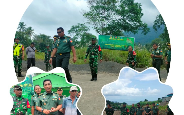 Kepala Staf Kodam (Kasdam) XIII/Merdeka, Brigjen TNI Yustinus Nono Yulianto,S.E., M.Si Tinjau Lokasi Pembangunan RTLH dan Jalan TMMD