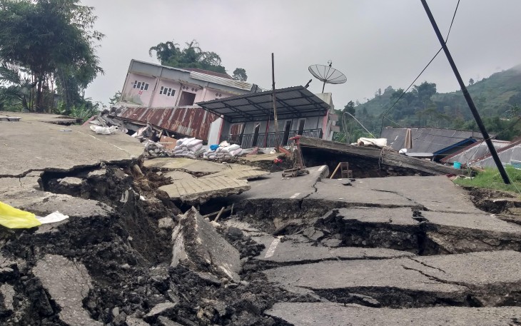 Kondisi wilayah terdampak fenomena gerakan tanah di Desa Ratamba, Kecamatan Pejawaran, Kabupaten Banjarnegara, Jawa Tengah, Rabu (22/1). FOTO: BPBD Kabupaten Banjarnegara.