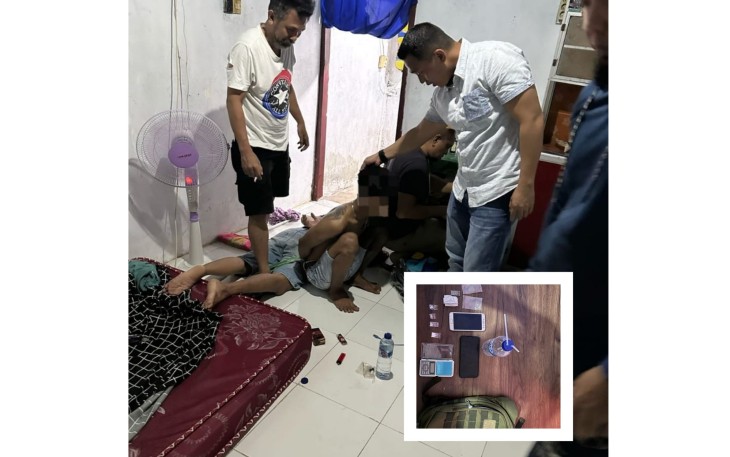 Satresnarkoba Polres Bitung saat mengamankan dua orang terduga pelaku pengedar Narkotika Jenis Sabu