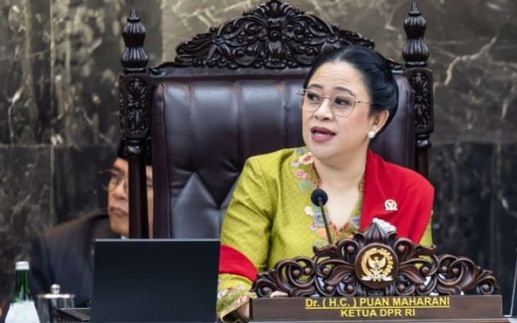 Ketua DPR RI Puan Maharani dalam Sidang Bersama DPR-DPD RI, di Gedung Nusantara, Kompleks Parlemen, Senayan, Jakarta, Jumat (15/8/2025).