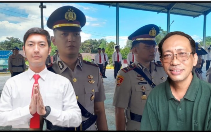 Foto Ketua PWI Bitung, Muaz Taizar Basalamah Kaos Hijau dan Mantan Kasat Reskrim Polres Bitung, Iptu Gede Indra Asti Angga Pratama, S.Tr.k.,S.I.K.,M.H