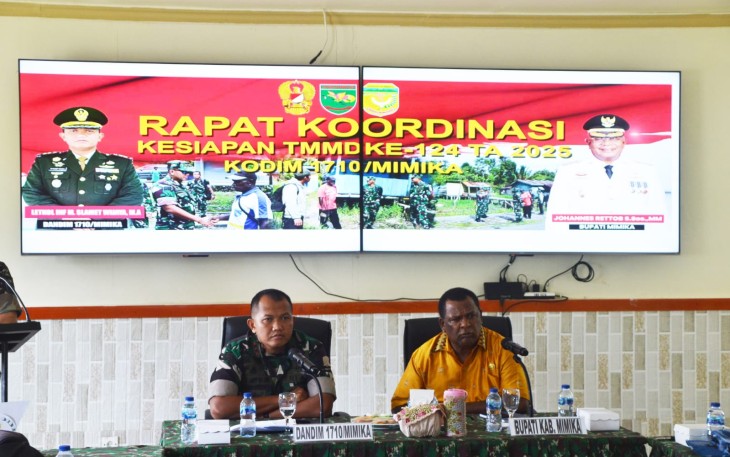 Dandim 1710/Mimika Pimpin Rapat Koordinasi Kesiapan Pelaksanaan TMMD Ke-124 TA 2025 di Wilayah Kabupaten Mimika