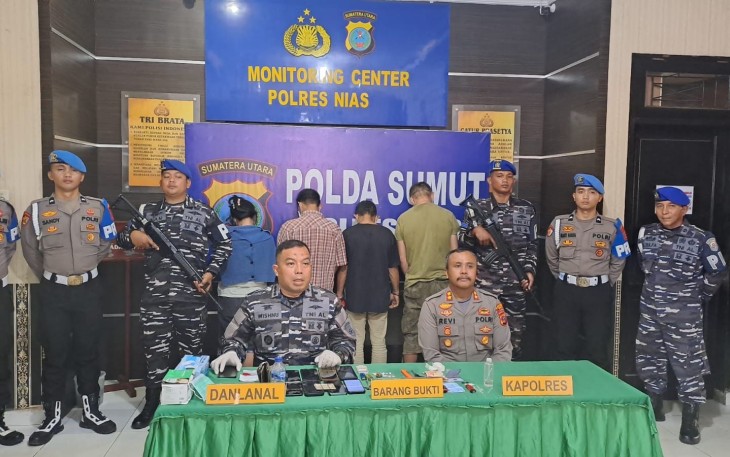 TNI AL Serta Polres Nias Tangkap Tiga Pelaku dan Bandar Narkoba Saat Sedang Transaksi