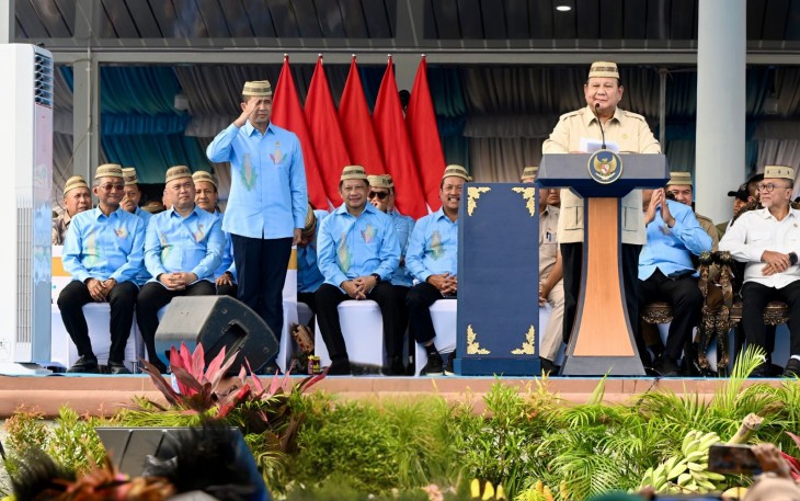 Presiden Prabowo Subianto dalam acara Puncak Pekan Nasional Petani Nelayan XVII Tahun 2026 di Kabupaten Gorontalo.