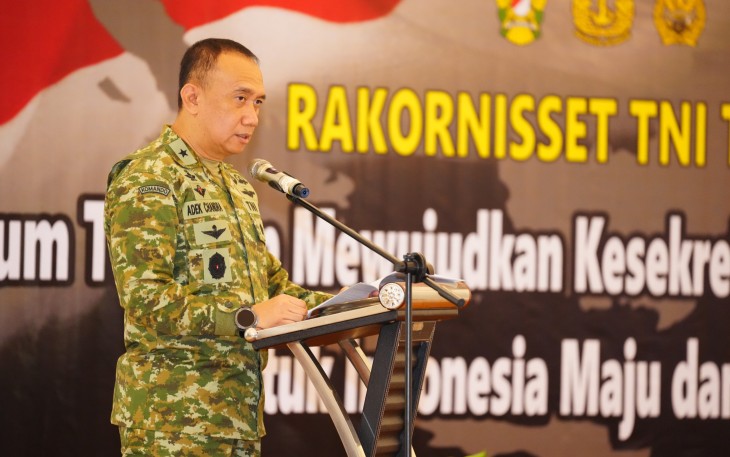 Kasetum TNI Brigjen TNI Adek Chandra Kurniawan, S.I.P., M.Han., saat membuka Rapat Koordinasi Teknis Kesekretariatan (Rakornisset) TNI TA 2026.