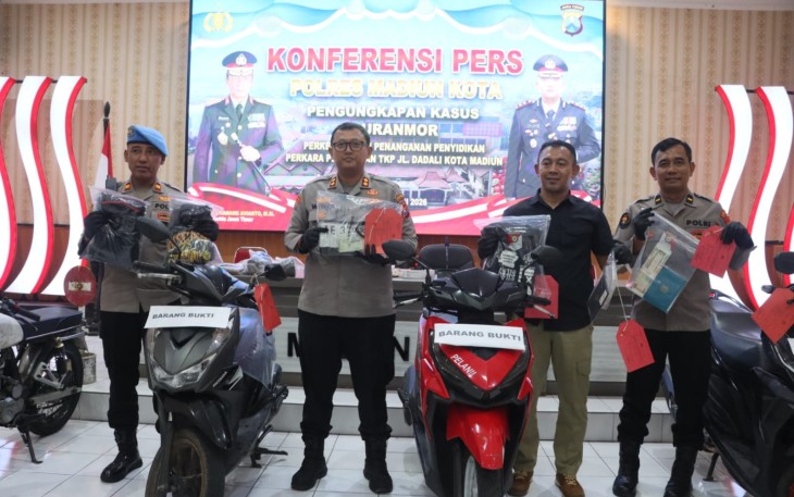 Polres Madiun Kota Ungkap 3 Kasus Curanmor 4 Orang Residivis Diamankan