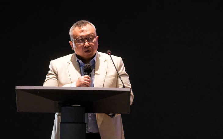 Deputi Bidang Kreativitas Digital dan Teknologi Kementerian Ekonomi Kreatif, Muhammad Neil El Himam saat sambutan pada acara Welcoming the Future of Air Mobility di Cengkareng Heliport, Tangerang, Rabu (24/06/2026)