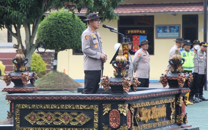 Kapolres Oku Timur Pimpin Langsung Kegiatan Apel Pelaksanaan Program BELIDA Polda Sumsel