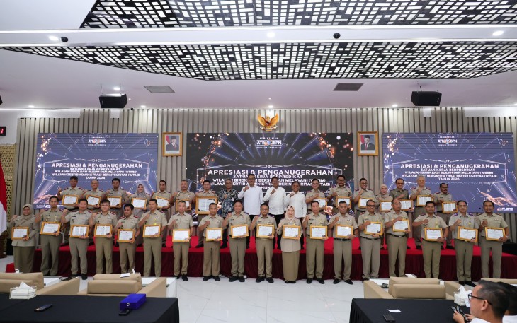 Satker Kementerian ATR/BPN Meraih 1 Predikat WBBM dan 31 Predikat WTAB