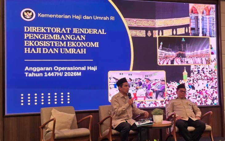 Dirjen PE2HU Kemenhaj Jaenal Effendi saat berikan sambutan di Jakarta, Rabu (14/1)