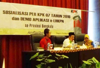 KPK melakukan sosisalisasi regulasi baru terkait pejabat wajib LHKPN, Rabu (01/03/2017).
