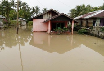 Banjir merendam rumah-rumah warga di Kelurahan Tanjung Jaya