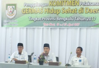Penggalangan komitmen lintas sektor dan OPD di Bengkulu dalam rangka mensukseskan Germas di Daerah, Rabu (12/04/2017) di Hotel Nala.