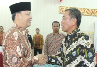 Plt Gubernur Bengkulu Rohidin Mersyah pada Pisah Sambut Kajati Bengkulu, Kamis (20/07).