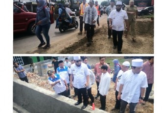 Walikota Bengkulu Helmi Hasan bersama rombongan memantau pembangunan jalan dan drainase di sejumlah titik dalam Kota