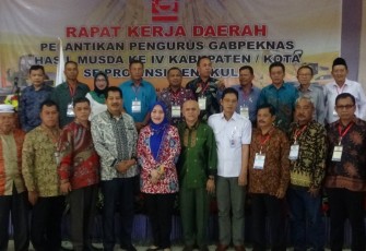 Asisiten II Setda Provinsi Bengkulu Yuliswani, menghadiri sekaligus membuka secara resmi Rakerda sekaligus pelantikan pengurus Gabpeknas Provinsi Bengkulu hasil Musda ke-IV.