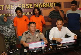 Press conference Direktorat Reserse Narkoba Polda Bengkulu Senin (27/08/2018).